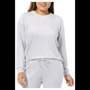 Comfort Code Women's Velour Foil Knit Top Gray Dots - Regular